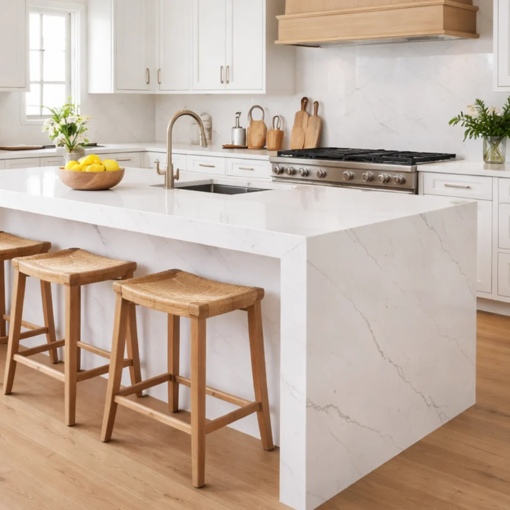 Quartz backsplash installation